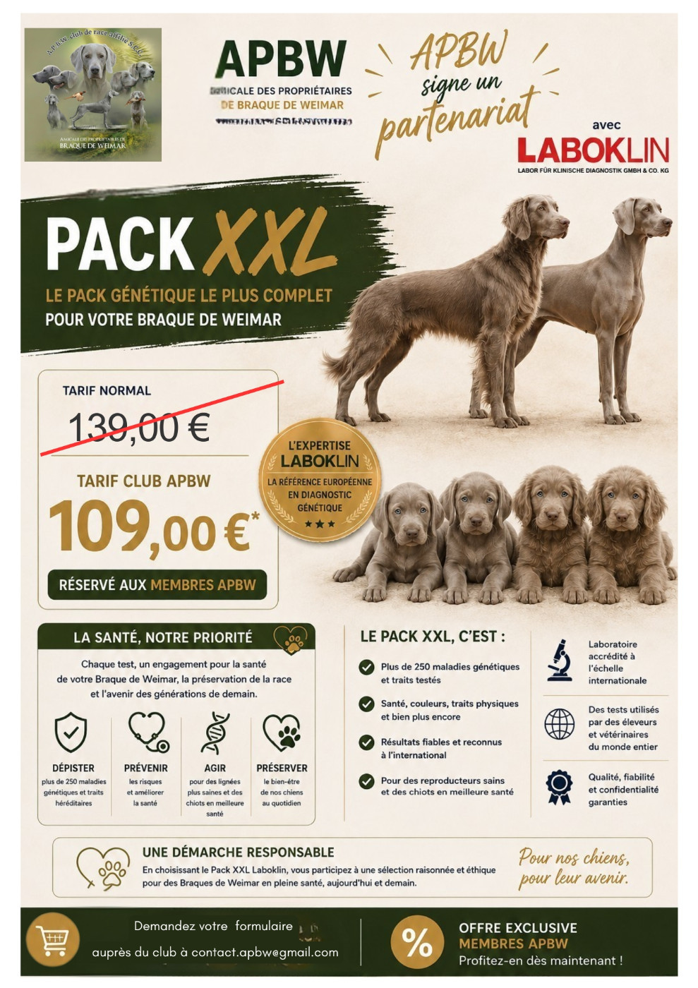 TESTS GENETIQUES PACK XXL LABOKLIN